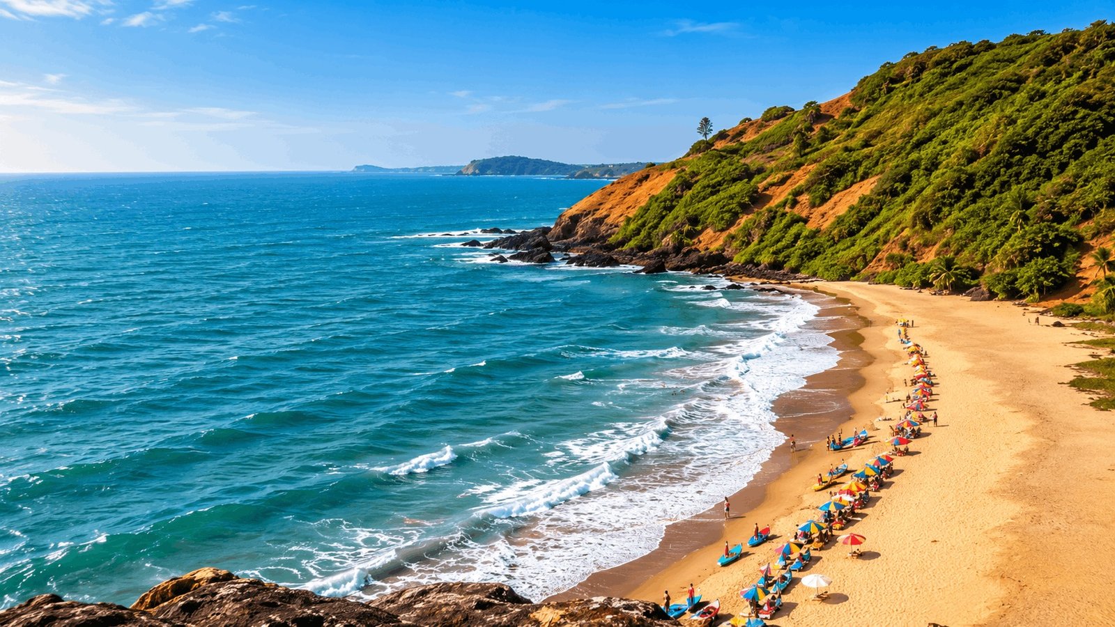 The coastline and beach near Anjuna