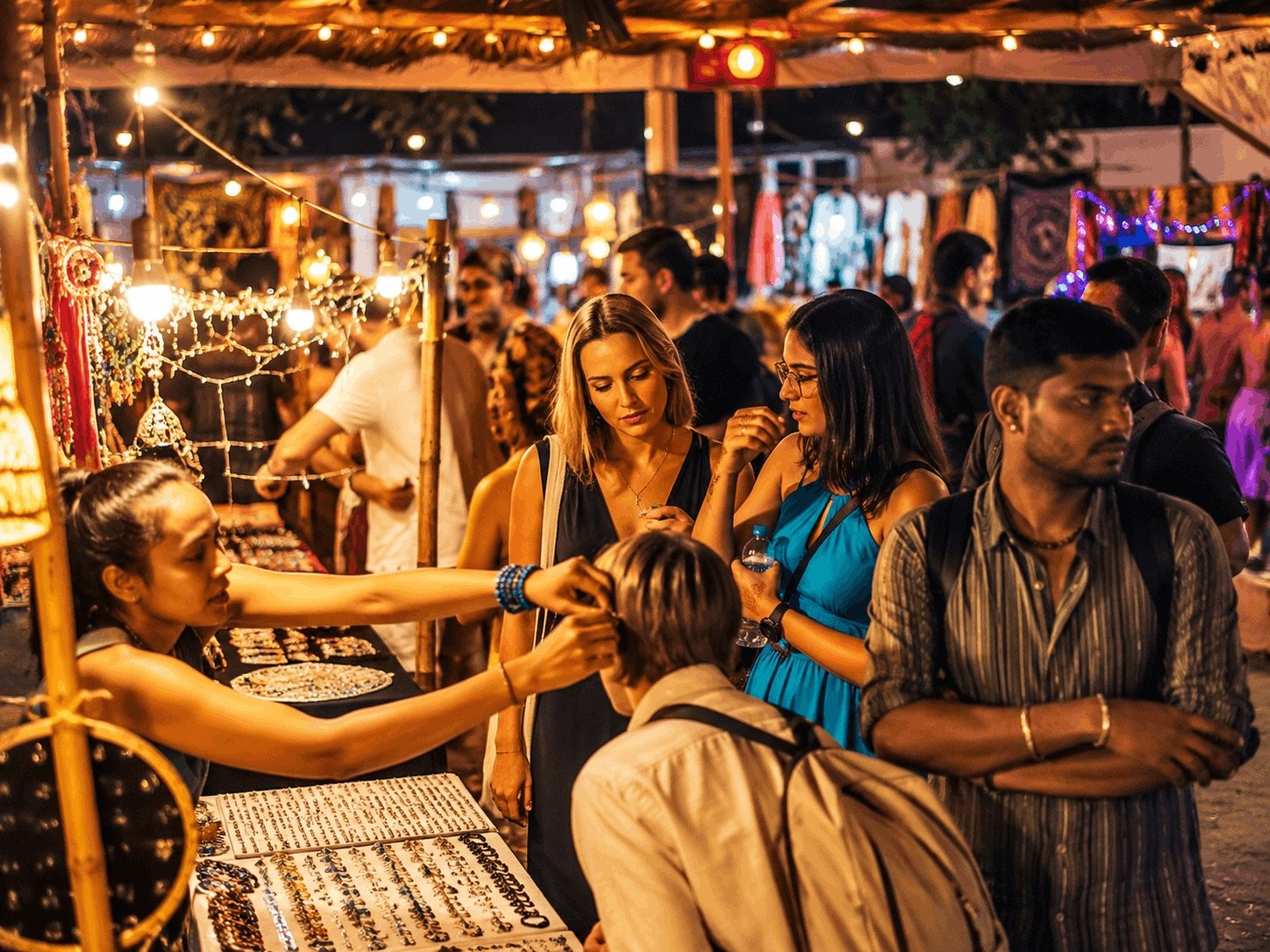 Busy jewellery market in Goa