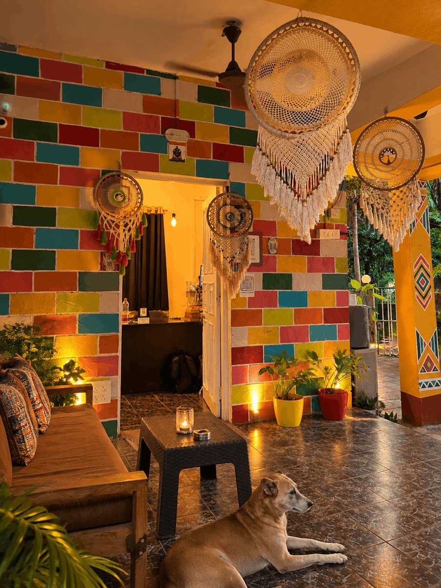 Colourful lounge with handmade dreamcatchers